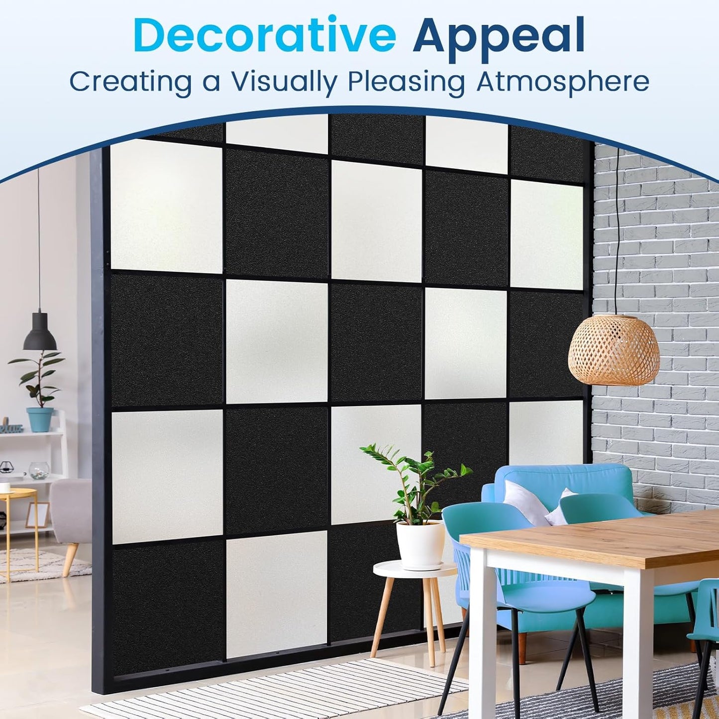 DOWELL Window Privacy Film, Frosted Glass Window Film, Static Cling Non-Adhesive Glass Clings, Sun Blocking Opaque Door Coverings, Reusable Door Sticker for Bathroom Home Office, White, 17.5" x 157.5"