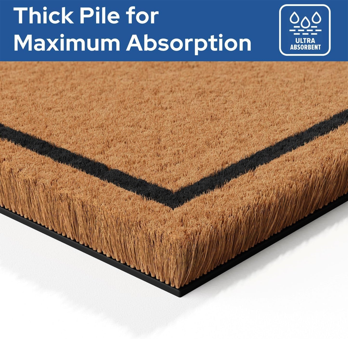 Barnyard Designs Natural Coco Coir Heavy Duty Backing Doormat - Large Cute Non-Slip Front Door Welcome Mat for Outside Entrance or Porch Entry, Brown (17x30, Hello)