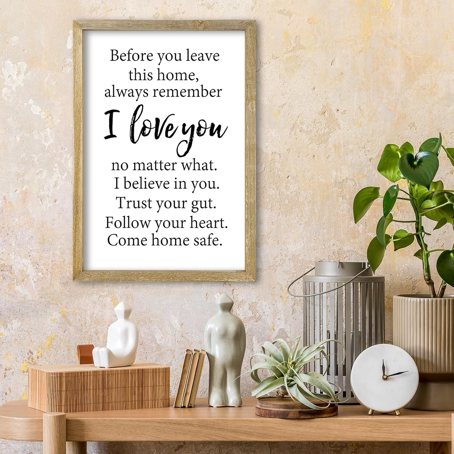 Before You Leave This Home Sign Wall Decor 16x11 Inch I Love You Inspirational Entryway Wood Framed Wall Hang Art (Wood)