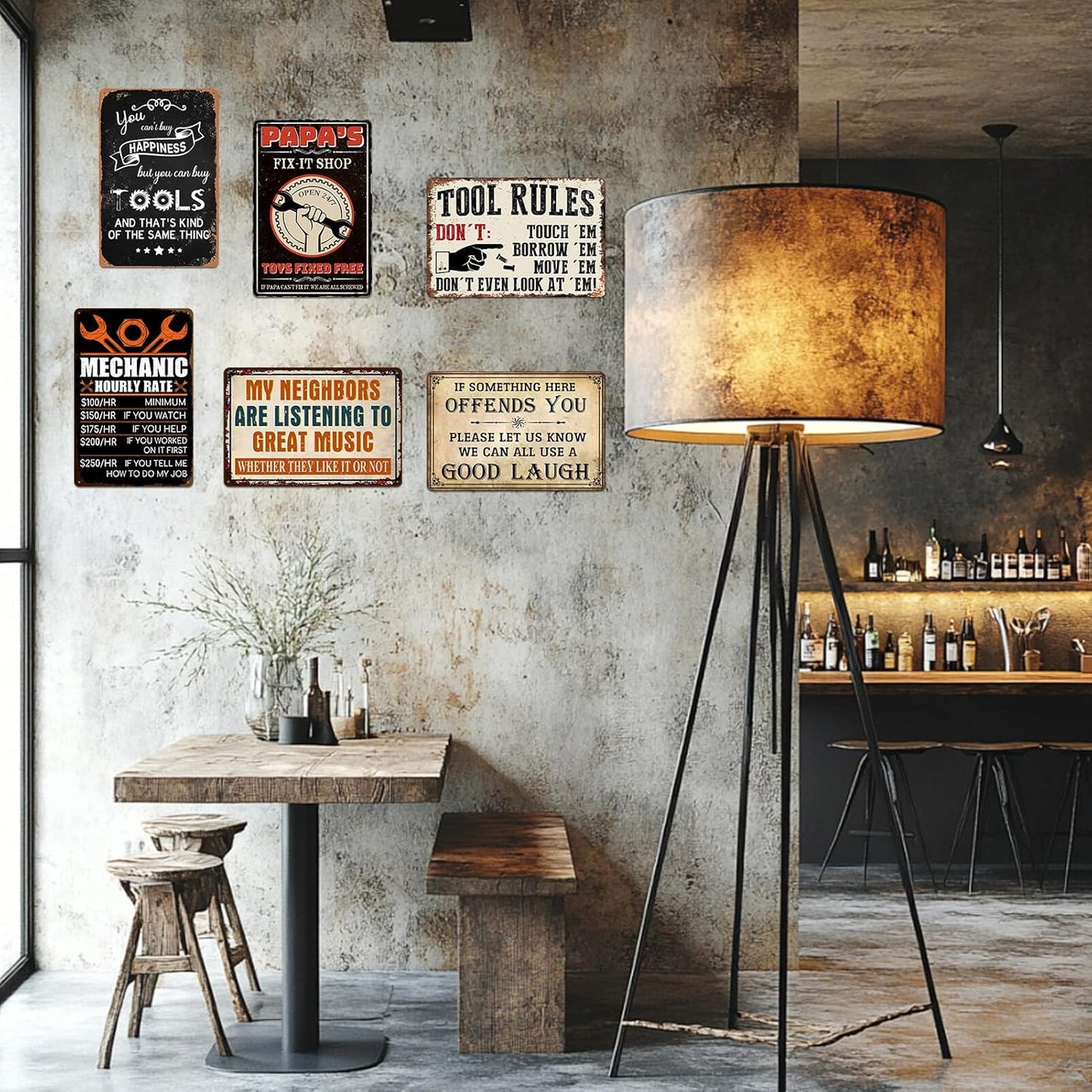 Garage Signs for Men Mechanic Shop Decor Funny Tool Rule Metal Tin Signs for Dad Garage Gifts Grandpa Workshop Wall Decor 8x12 Inch