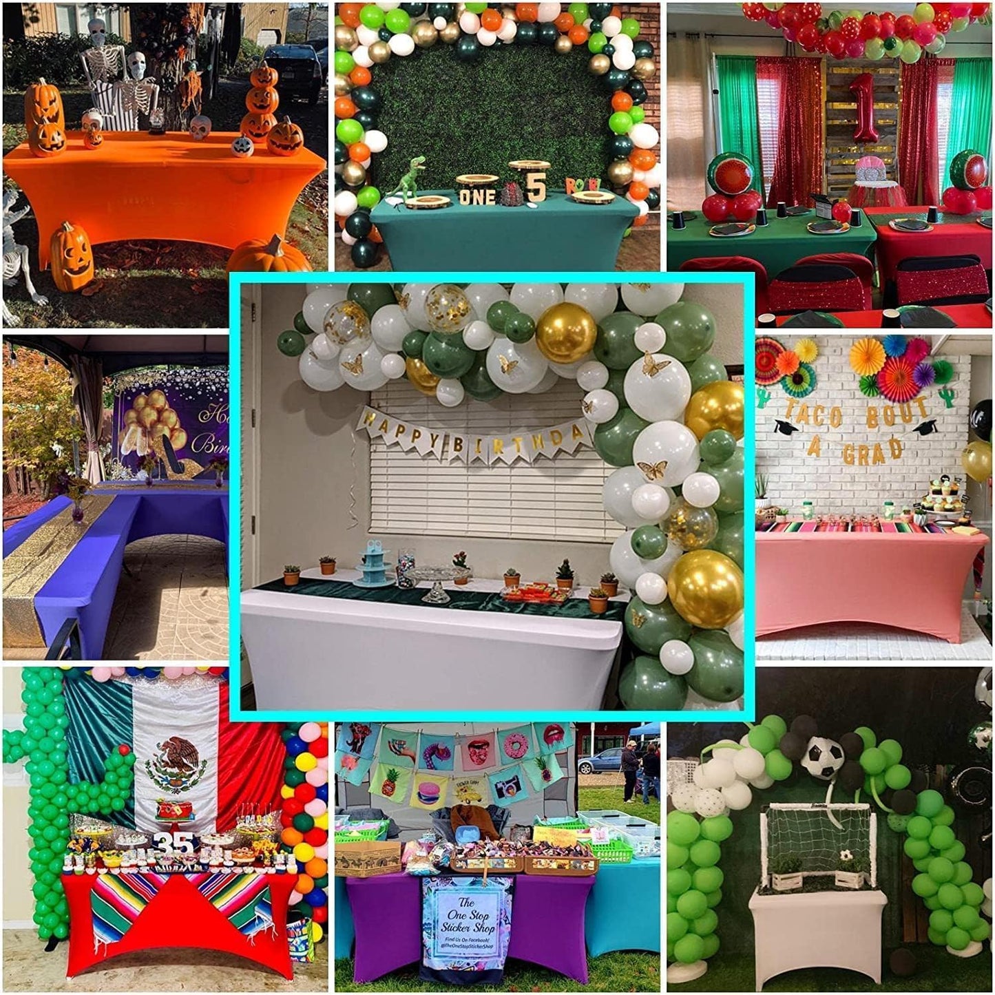 IVAPUPU 6FT Spring Table Cloth for Rectangular Fitted Events Stretch Black Table Covers Washable Cover Spandex Tablecloth Protector for Party, Wedding, Cocktail, Banquet, Festival