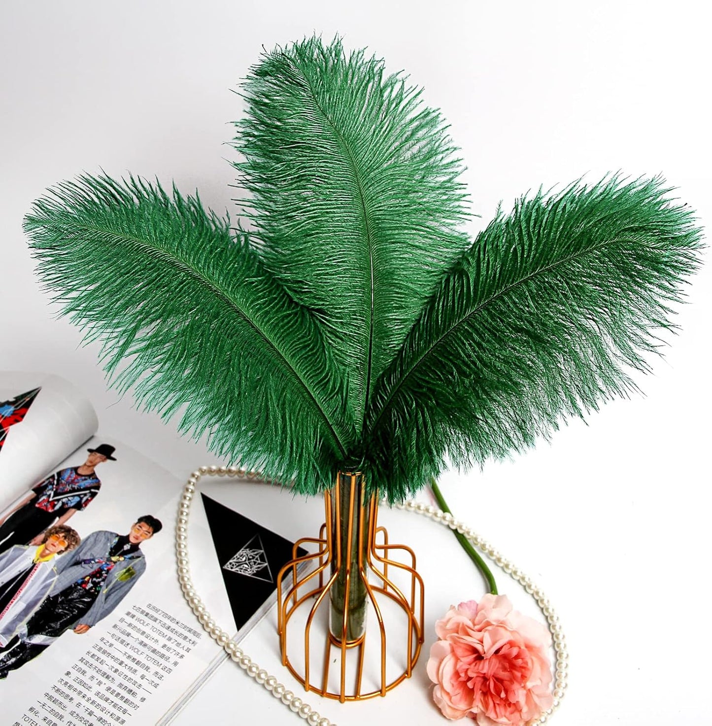 THARAHT 24pcs Ostrich Feathers Natural Bulk 10-12Inch 25cm-30cm for Wedding Party Centerpieces Easter Gatsby Flower Arrangement and Home Decorate Ostrich Feathers,Cyan