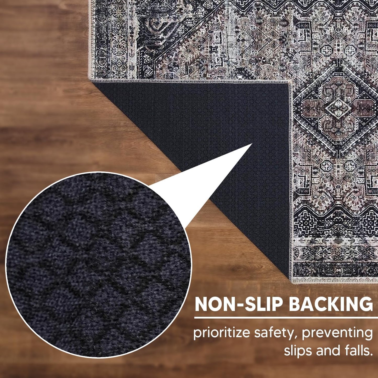 Keen Home Design 3x5 Rug - Machine Washable Entry Rug with Non-Slip Backing, Ideal for Enteryway, Kitchen, Bathroom, Laundry Room - Vintage, Easy Clean, Durable, Low Pile Rug - (3' x 5')