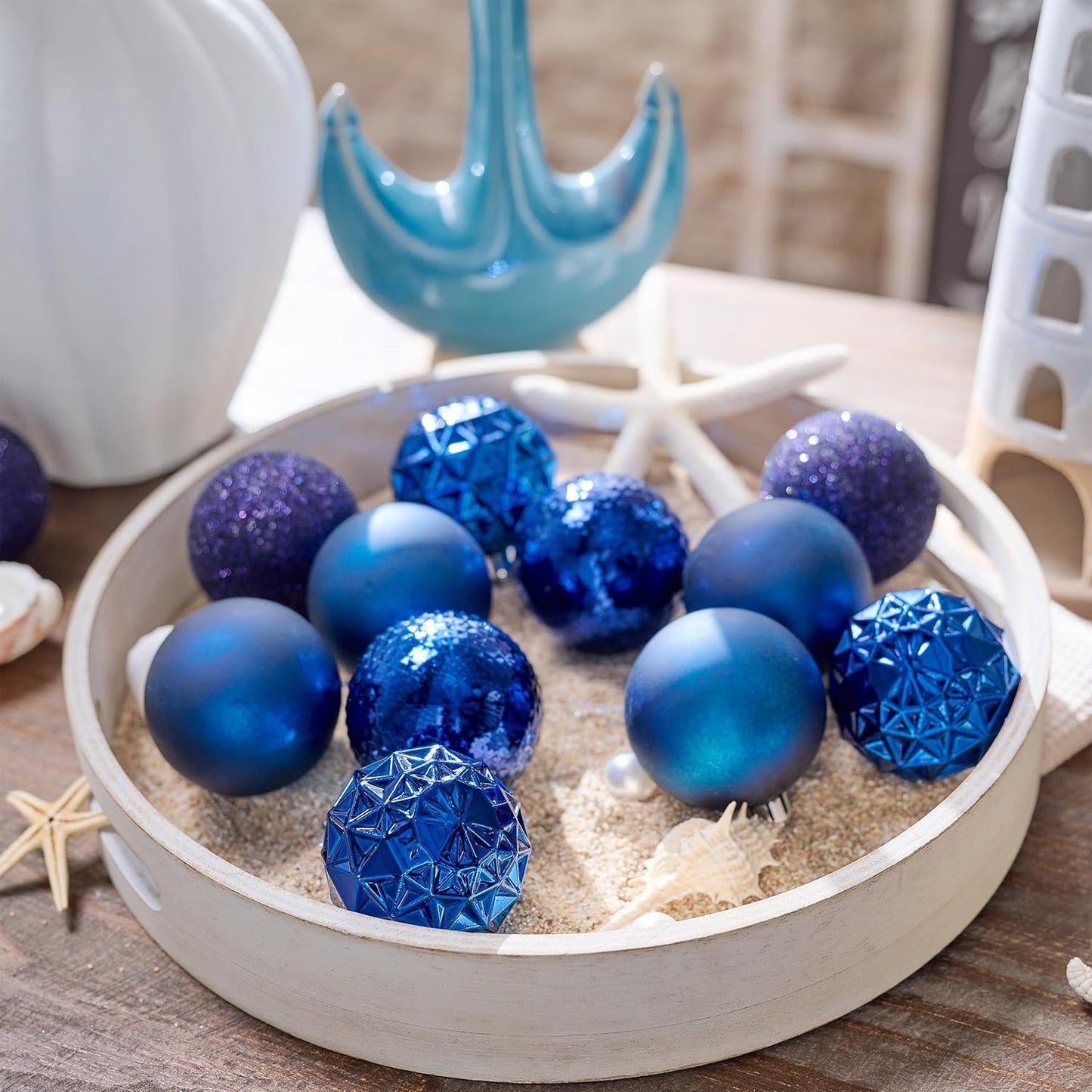 Valery Madelyn Christmas Tree Decorations Ornament Set for Fall Halloween, 50ct 2 Inches Navy Blue Shatterproof Christmas Ball Ornaments Hanging Xmas Holiday Party Decor