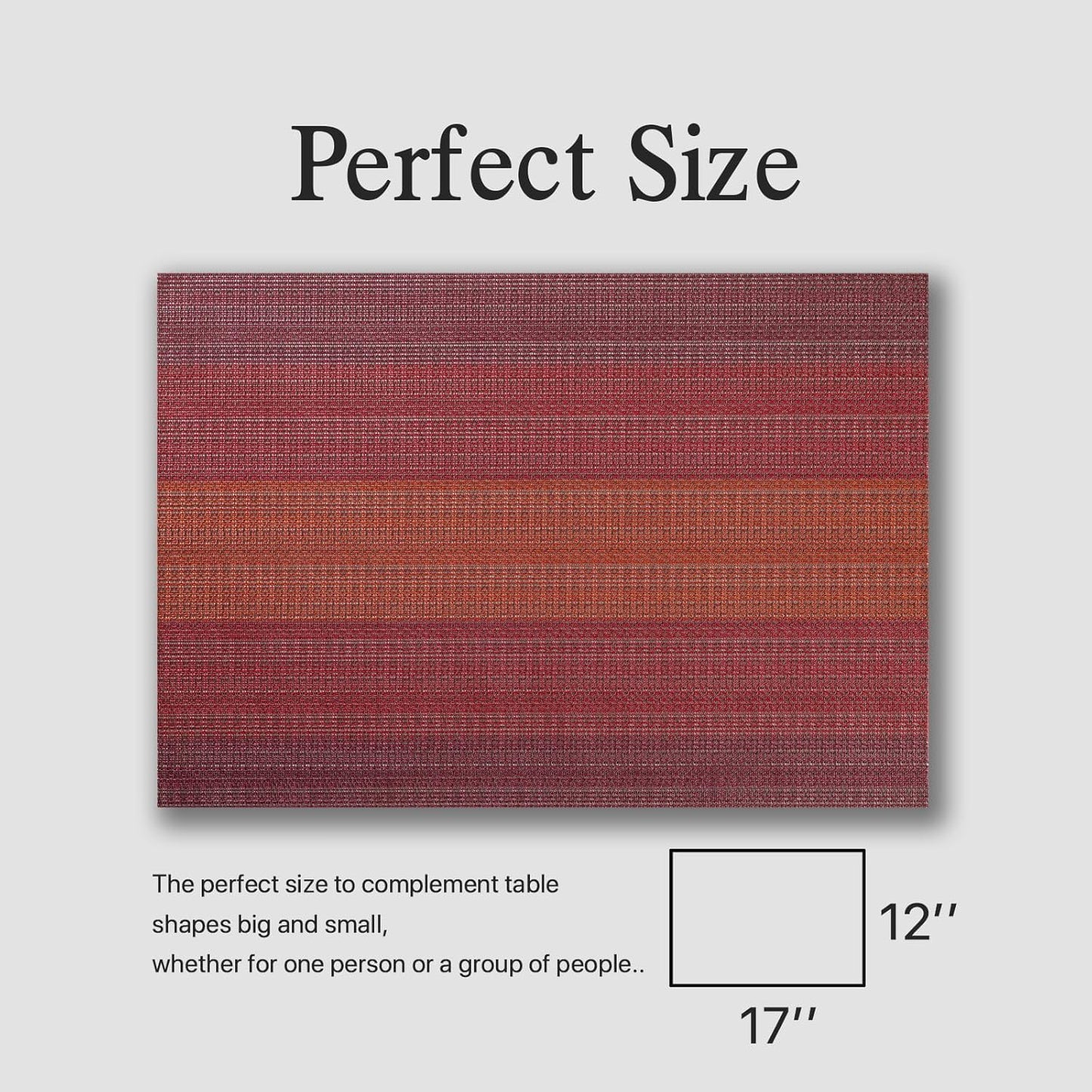 Placemats Set of 4 - Easy Clean Woven Vinyl Placemats for Dining Table, Indoor/Outdoor Place Mats, Washable PVC Table Mats(Pomegranate Parade)