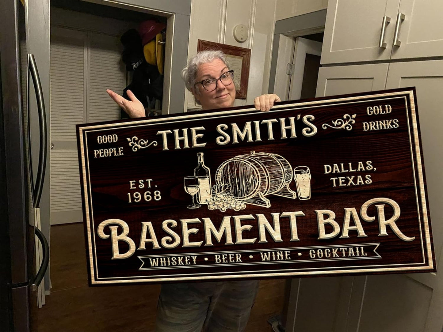 Tailored Canvases Custom Bar Sign - Personalized Basement Bar Decor, Lounge Canvas Wall Art for Man Cave, Kitchen, Pub & Diner, Rustic Home Bar Sign, Ready-to-Hang, Unique Printable Art