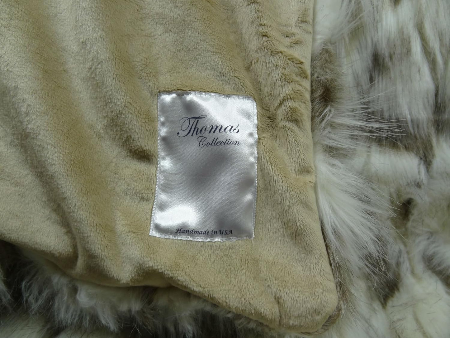 Ivory Beige Luxury Faux Fur Throw Blanket - Tibet Fox Fur - 80W x 110L Bedspread