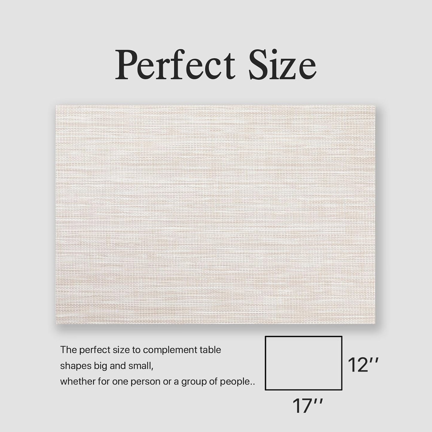 Placemats Set of 8 - Easy Clean Woven Vinyl Placemats for Dining Table, Indoor/Outdoor Place Mats, Washable PVC Table Mats(Beige)