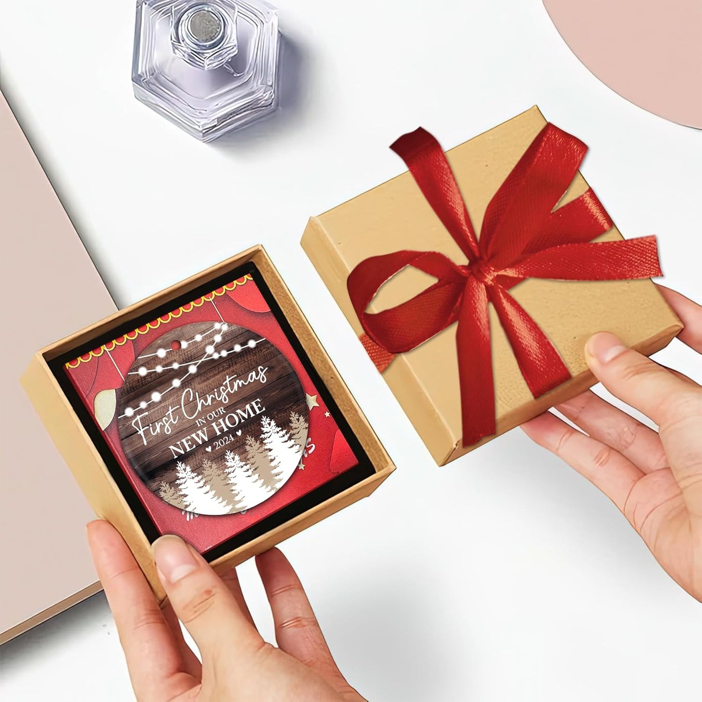 First Christmas in New Home Ornament 2024, Housewarming Gifts Ceramic Ornament, New Home Gift Ideas 2024 for Christmas, First Home Presents for Women, Couple