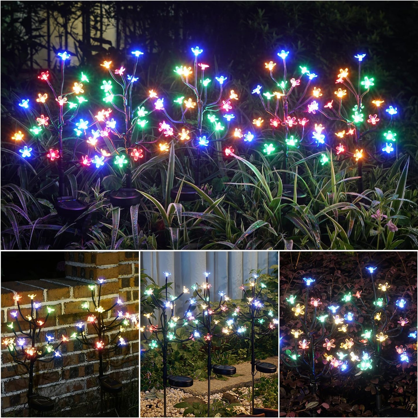 Solar Garden Lights Waterproof, Solar Outdoor Lights Decorative 8Pack, 160Led Solar Powered Flowers Garden Decor, Outdoor Fairy Light for Yard,Pathway,Lawn,Outside Decorations