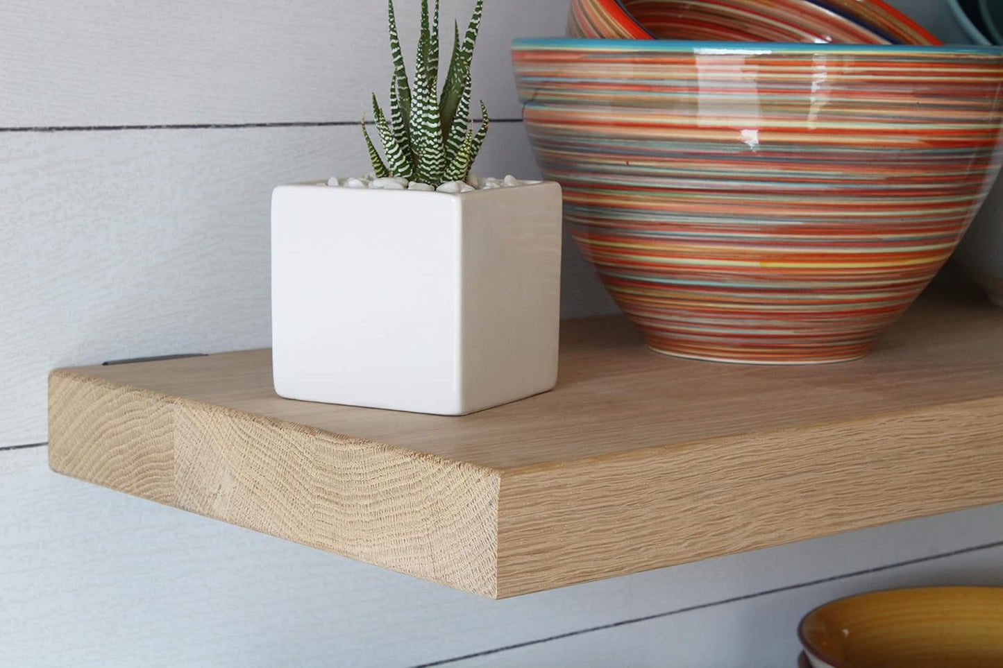 Urban Legacy Unfinished White Oak Deep Floating Shelves | Easy to Install Accent Modern Floating Shelves with Floating Shelf Brackets| Set of 2 (24" x 11" x 2")