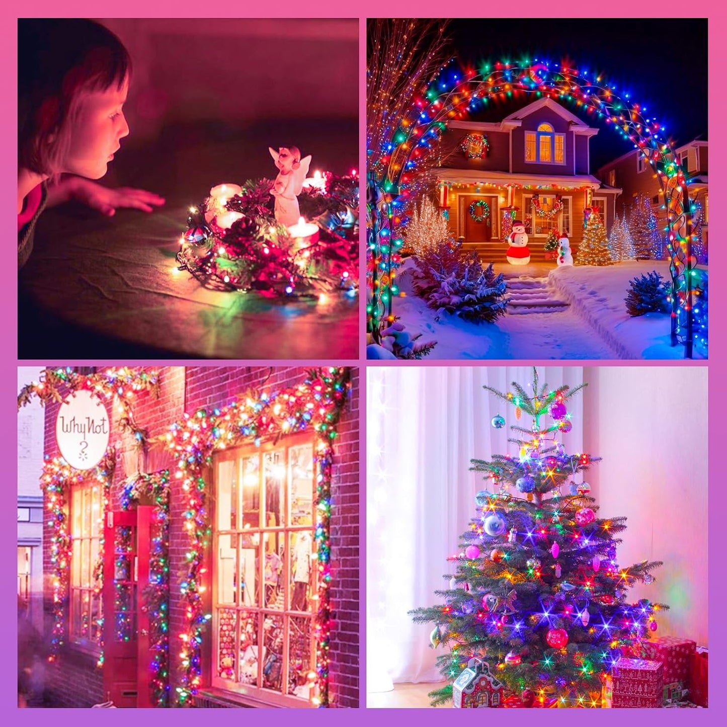 Upgraded 75.8 FT 200 LED Multicolored Christmas Lights Outdoor and Indoor, Extendable Green Wire, Memory Function & Timer & 8 Modes, Waterproof Super Bright Lights for Xmas Tree Holiday Party Garden