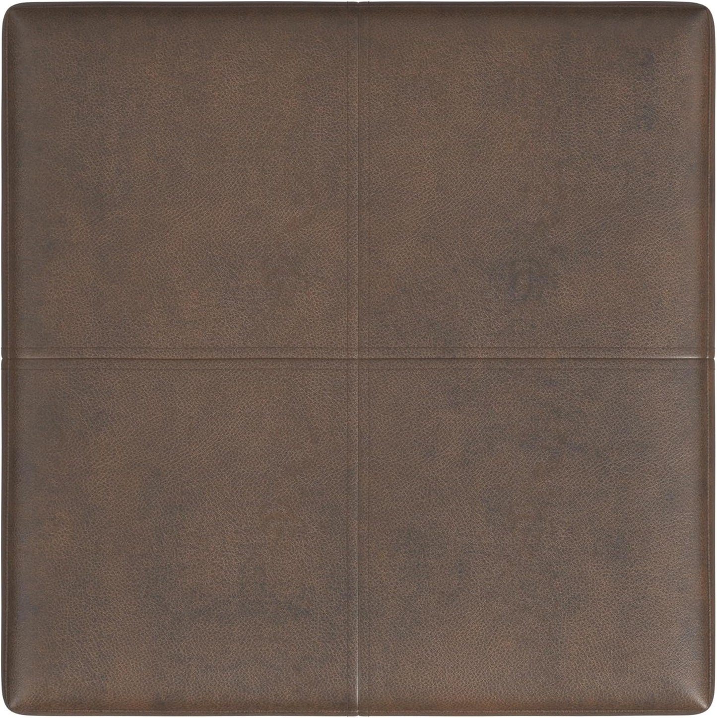 HomePop Home Decor |K2380-E910 | Luxury Large Faux Leather Square Storage Ottoman | Ottoman with Storage for Living Room & Bedroom, Brown Faux Leather