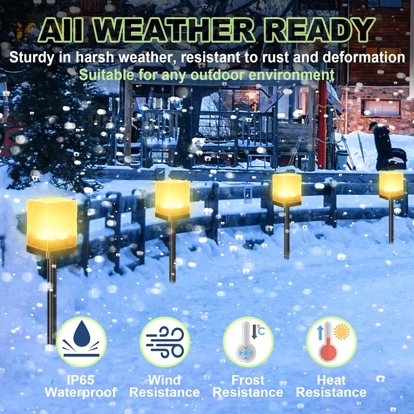 Solar Garden Lights Outdoor, Solar Powered Ice Brick Light Waterproof, Multi-use LED Pathway Landscape Lighting – Auto On/Off Decoration for Table, Ground, Lawn (Warm White, 1 Pack)