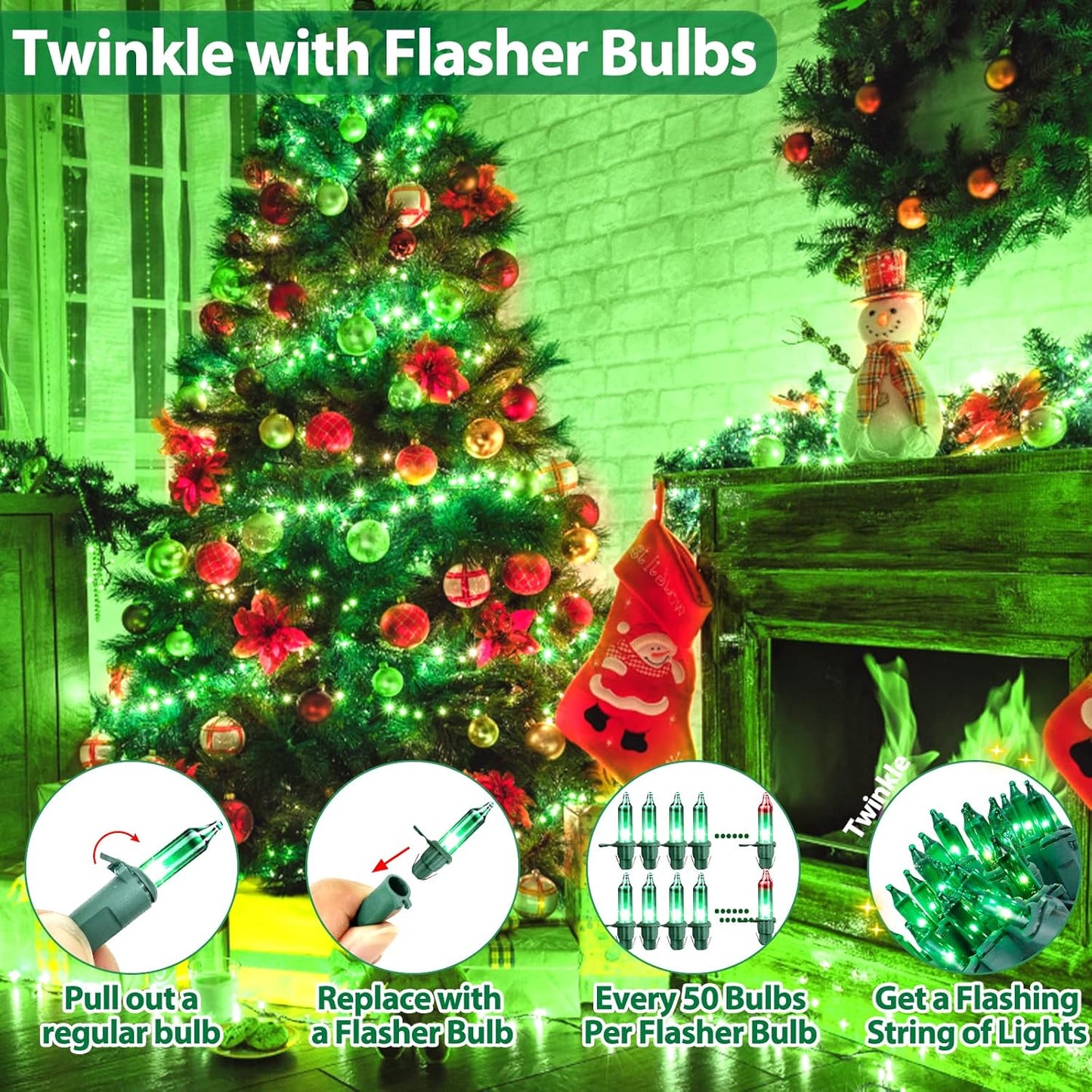 St. Patrick's Day Mini String Lights Green Christmas Lights, 25FT 100 Incandescent Bulbs Green Lights with Green Wire for Christmas Tree, Garland, Indoor & Outdoor St Patricks Day Decoration