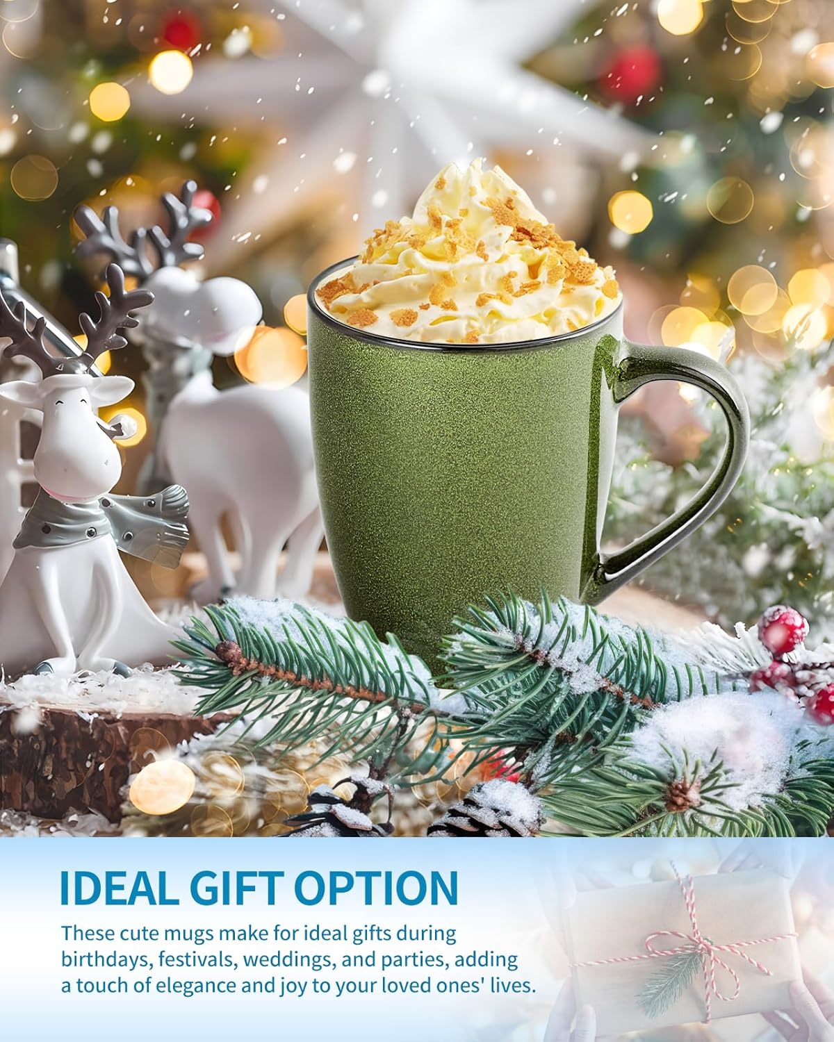 Ceramic Mugs 12oz,Large Ceramic Coffee Cups for Men, Women, Dad, Mom, Modern Coffee Mugs With Handle For Tea,Latte,Cappuccino,Cocoa. (Green 1 Pack)