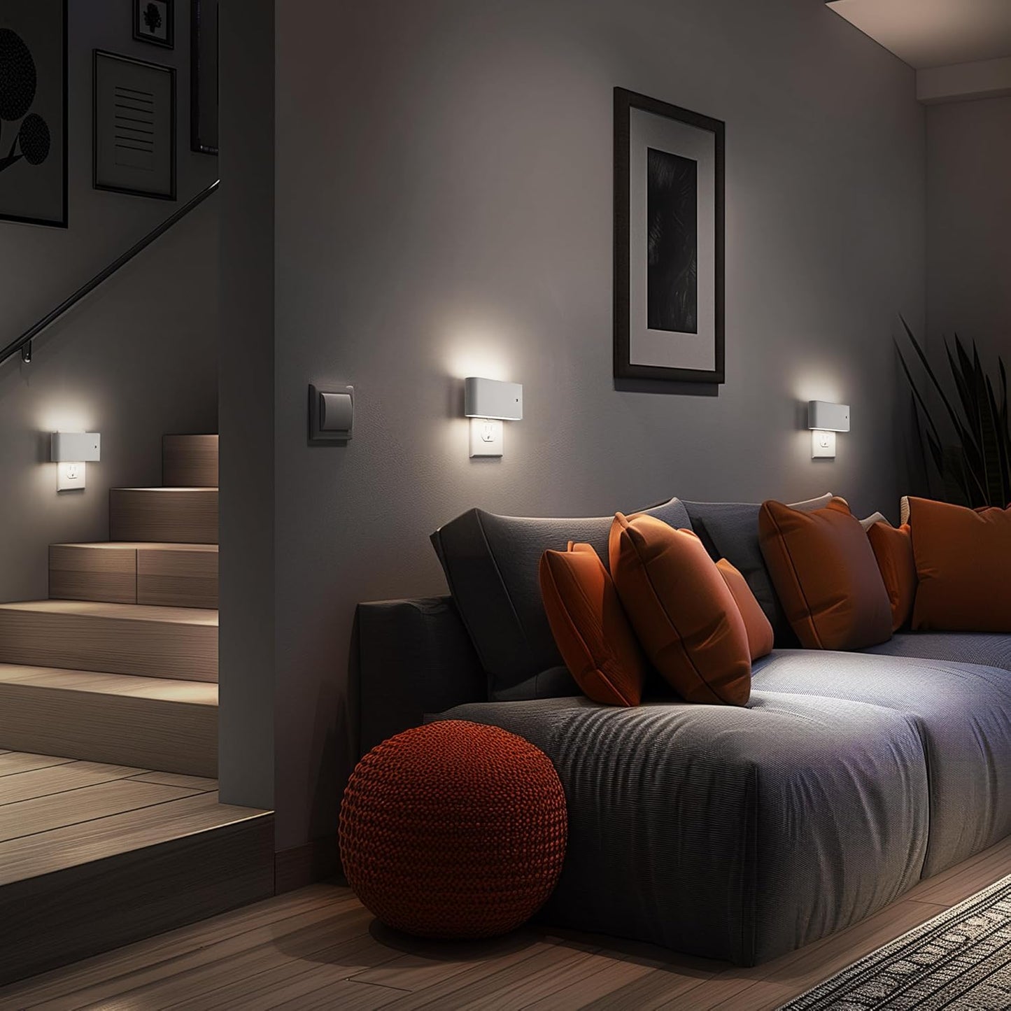 Briignite Night Lights Plug into Wall, 2 Pack, LED Night Light with Dusk to Dawn Light Sensor, Dimmable NightLight Plug in, 5000K Daylight White Nightlight for Kids Room Bedroom Hallway Kitchen