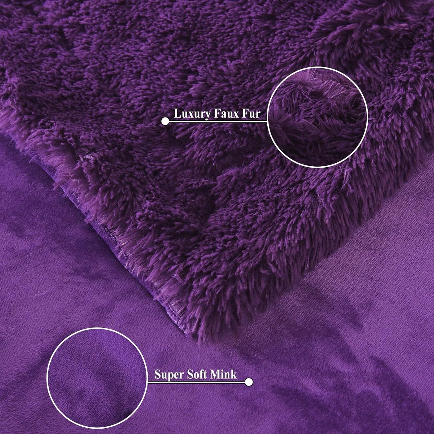 GONAAP Fuzzy Faux Fur Throw Blanket Twin Size Purple Super Soft Cozy Plush Fuzzy Shaggy Blanket for Couch Sofa Bed (Purple, Twin(60"x80"))