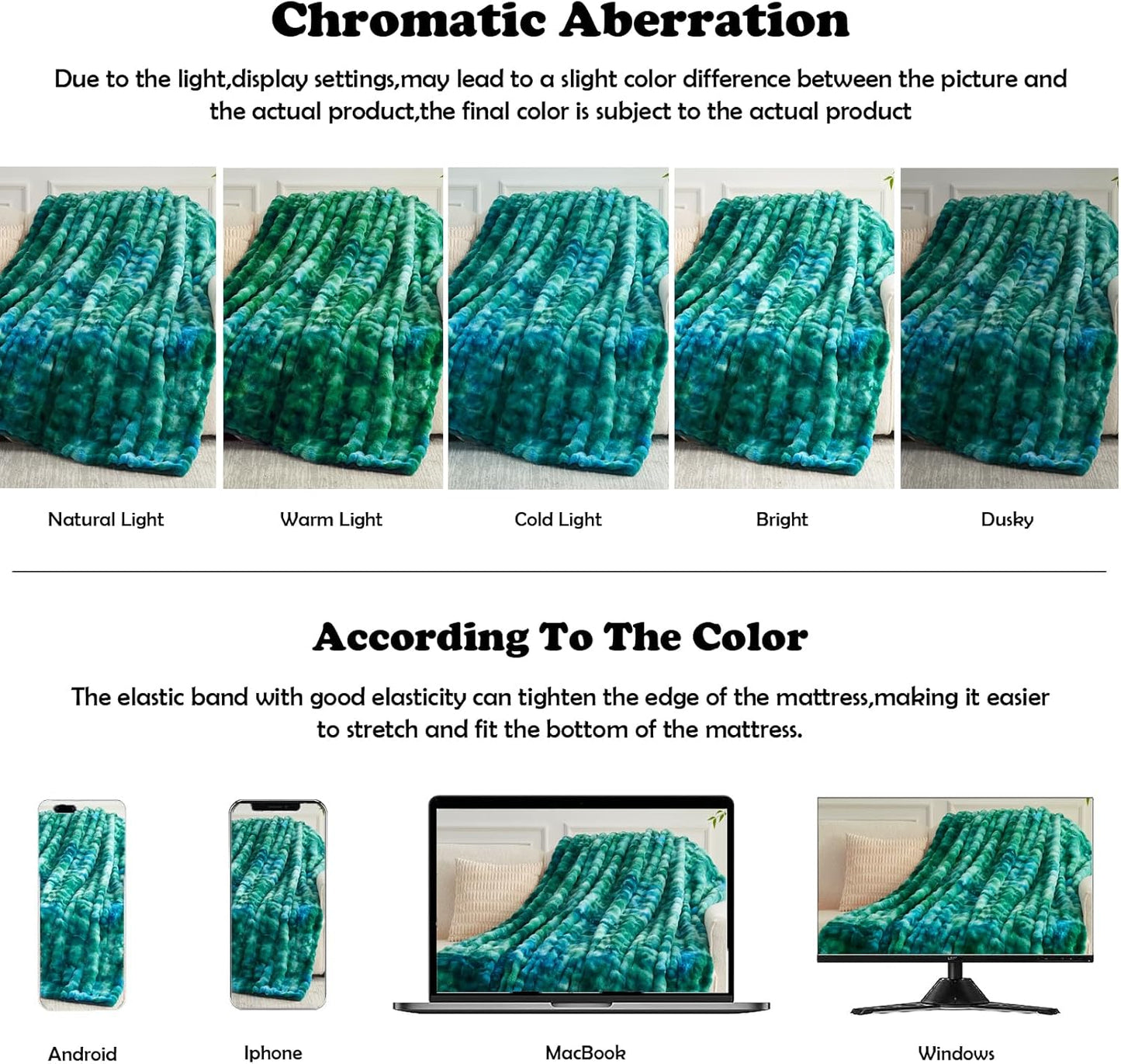 NEWCOSPLAY Faux Fur Twin Blanket Tie-dye Dark Teal Luxury Fluffy Thick Warm Bubble Blanket for Couch Sofa Bed 700GSM (Tie-dye Dark Teal, Twin(60"x80"))