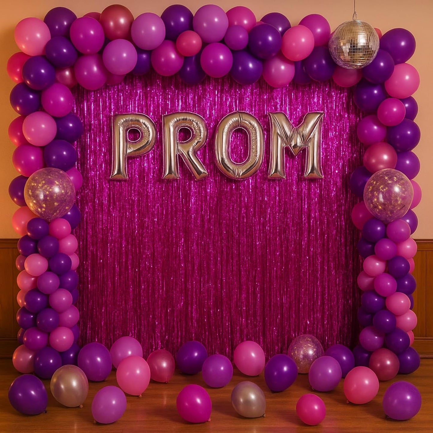 3 Pack 3.3x8.2 Feet Pink Foil Fringe Backdrop Curtains, Tinsel Streamers Birthday Party Decorations, Fringe Backdrop for Graduation, Baby Shower, Gender Reveal, Disco Party