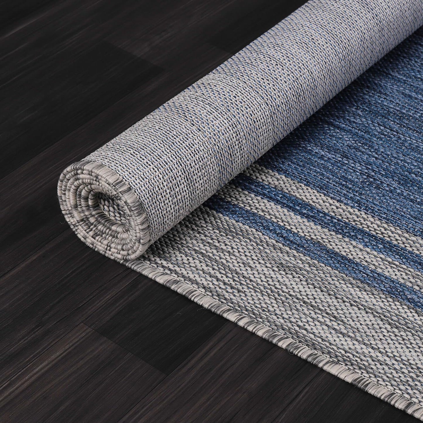 Bordered Outdoor Rug 6x9 Washable Outside Carpet for Indoor Patio Porch Waterproof Easy Cleaning Non Shedding Area Rugs Navy 6 x 9