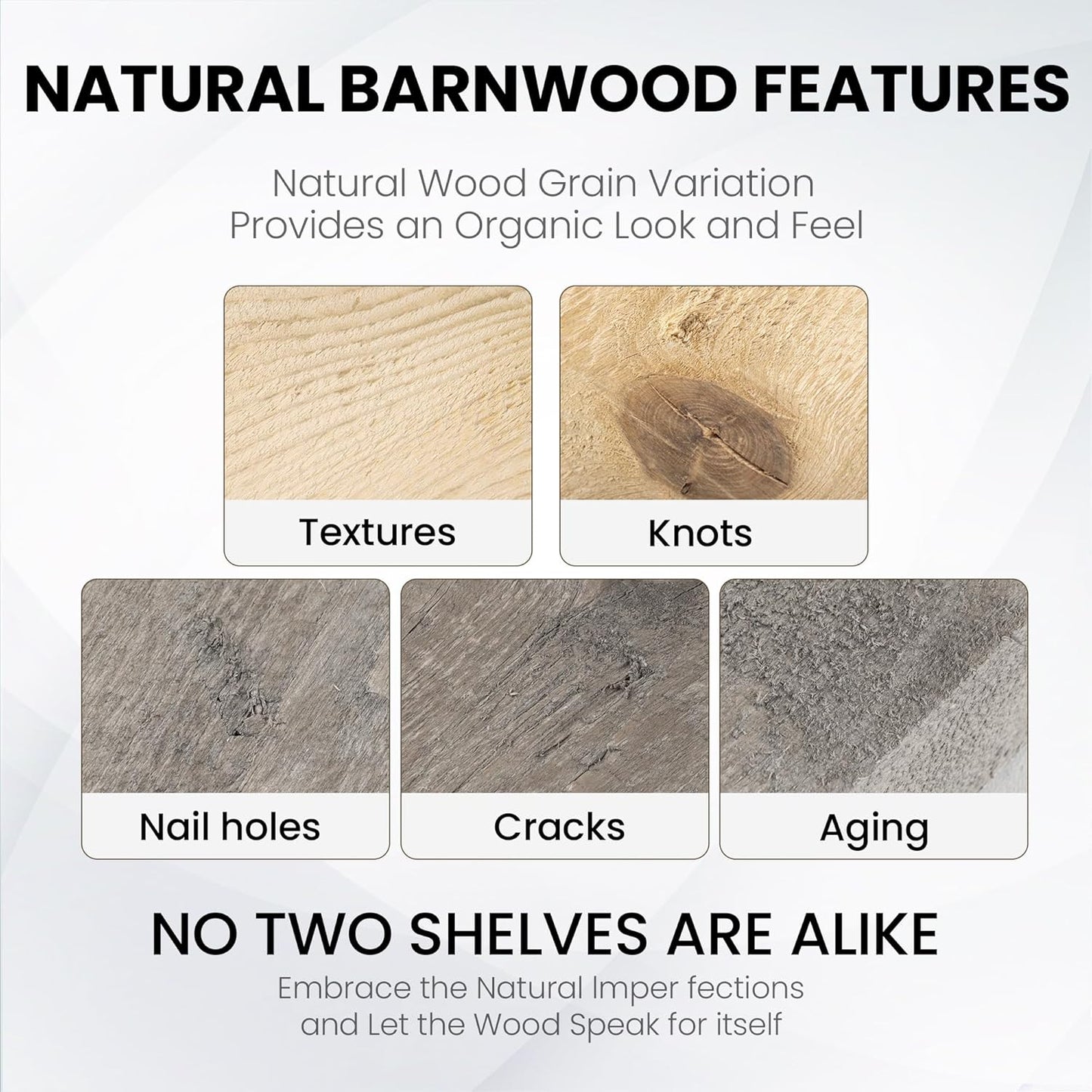 Fun Memories Floating Shelves for Wall Decor, 36"x8" Rustic Reclaimed Wood Shelves, Heavy-Duty Wall Mounted Shelves with Invisible Brackets, Set of 2for Living Room, Bedroom, Kitchen, Natural Finish