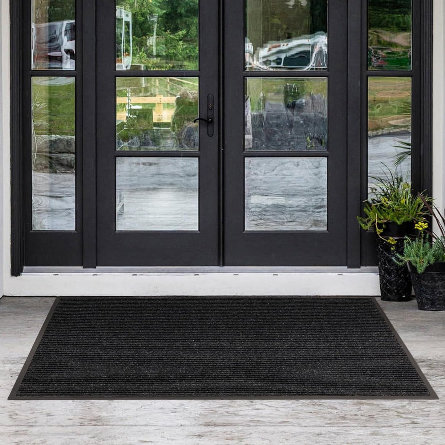 Large Front Door Mat, 60" x 36" Durable Front Doormat, Heavy Duty Large Welcome Door Matt for Home Entrance, No Slip Rubber Low Profile Door Mats for High Traffic Area