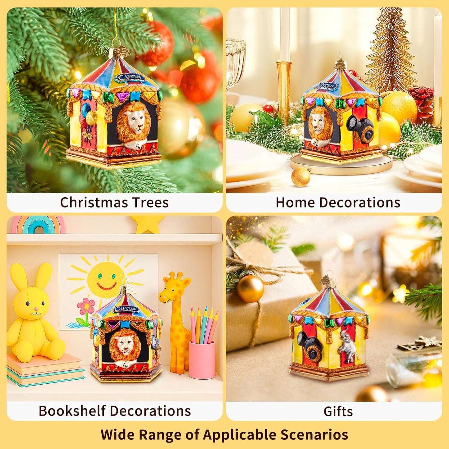 Christmas Ornaments,Lion Ornament for Christmas Tree,Hand-Blown Glass Ornaments,Zoo Circus Collection Figurines Hanging Ornament,Personalized Decorations for Animal Lovers Holiday Party Home Gift