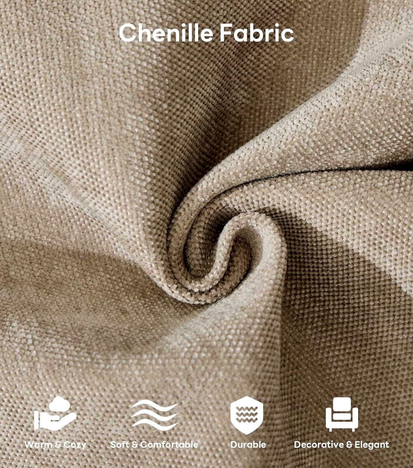 Tbfit 59" Loveseat Sofa, Chenille Small Sofa Couch, Love Seat with 2 Pillows for Small Space, Bedroom & Living Room, Khaki