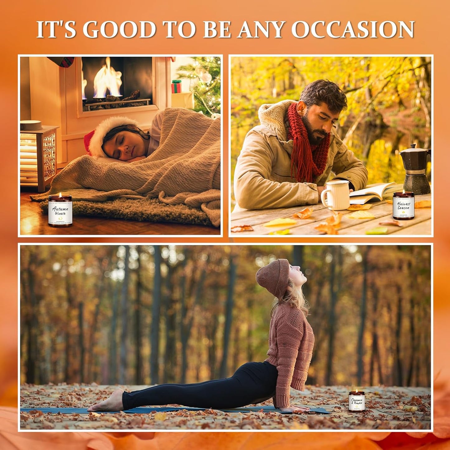 Fall Candles, Apple Pie Scented Candle for Home- Fall Scented Candles Gift Set for Women & Men, Autumn Aromatherapy Candle for Holiday, Thanksgiving, Cozy Home Décor,Long-Lasting Fragrance,7 oz