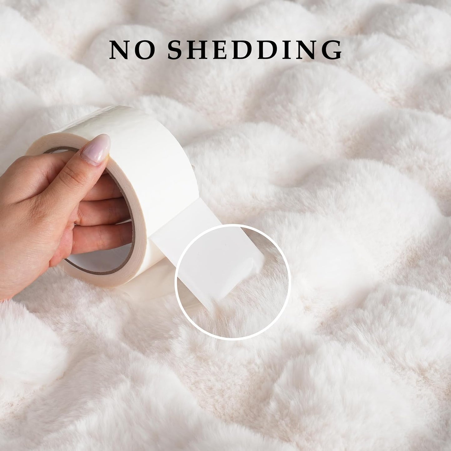 BENVWE Faux Fur Throw Blanket for Couch Bed - Fluffy Soft Thick Bubble Blanket for Living Room Home Decor - Mothers Day Birthday Gifts for Women, Cream White, 63" x 80"