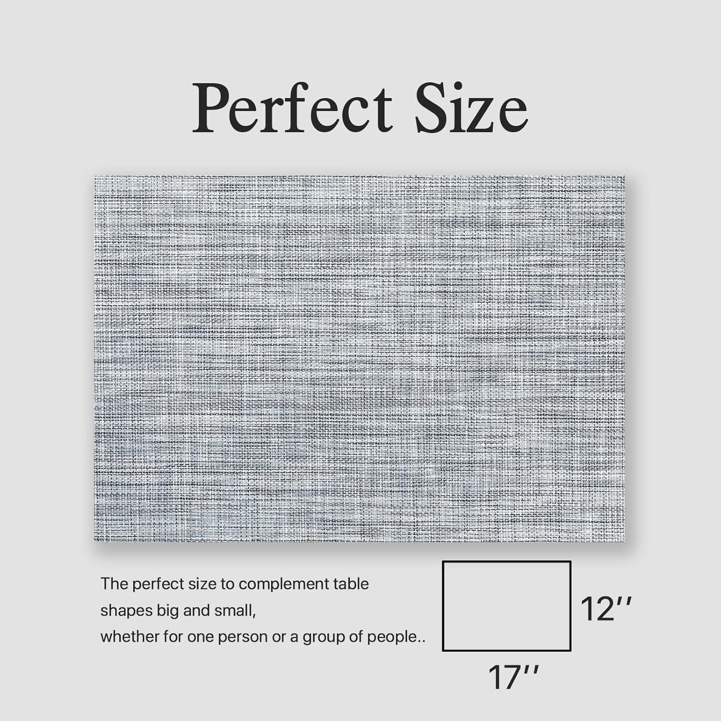 Placemats Set of 4 - Easy Clean Woven Vinyl Placemats for Dining Table, Indoor/Outdoor Place Mats, Washable PVC Table Mats(Gray)