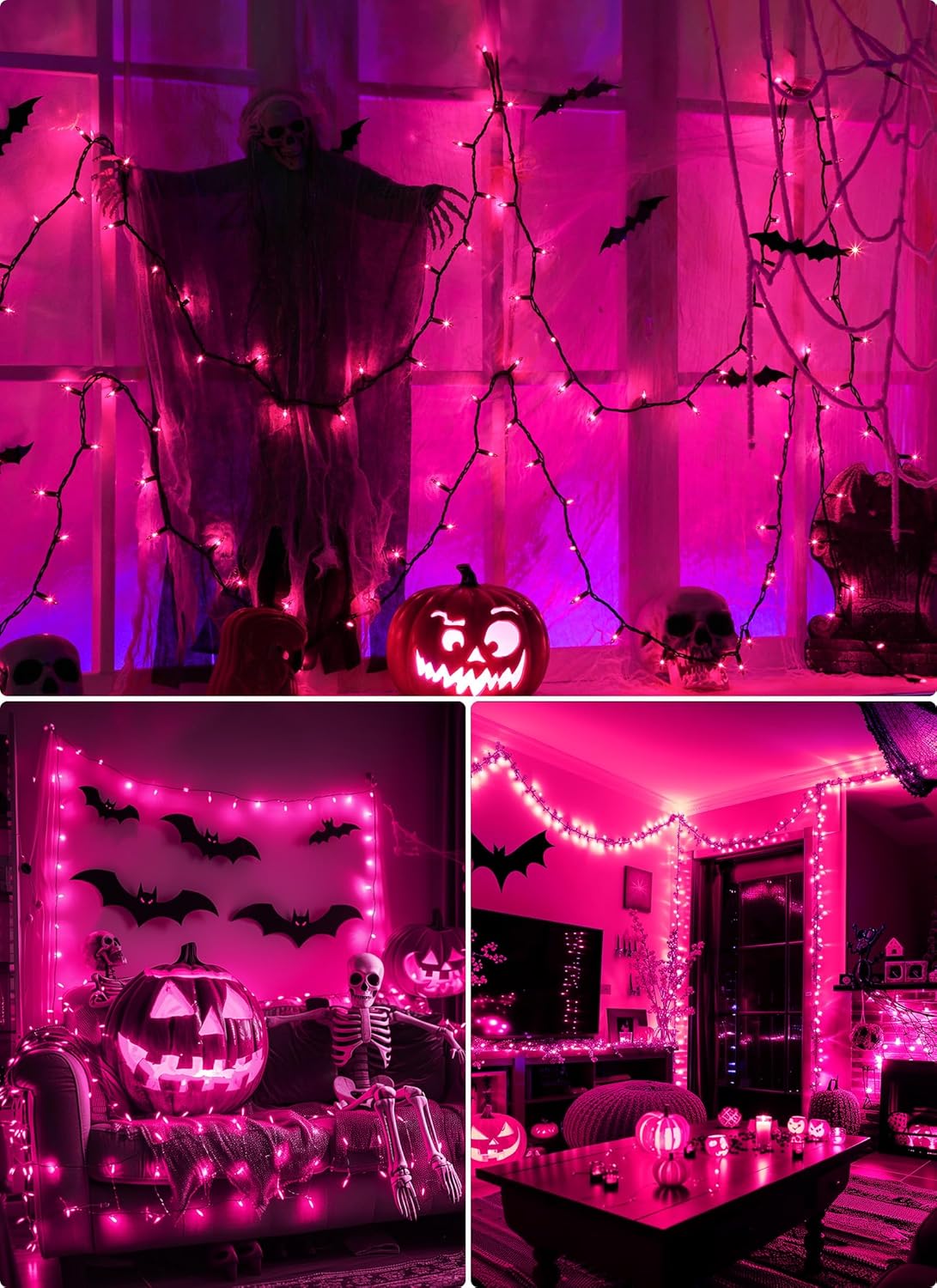 Purple Halloween Mini Lights, 50 Count 13 Feet Incandescent Bulb Mini String Lights, Connectable Halloween Light for Haunted House Ghost Party Holiday Window Indoor Outdoor Decoration, Purple