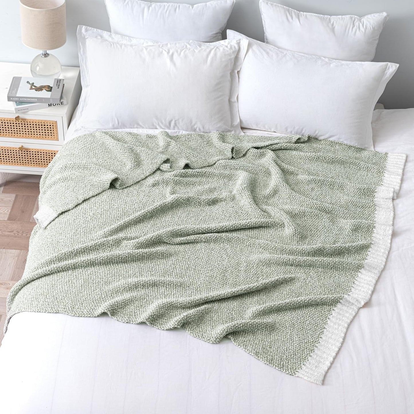 MIULEE Sage Green Super Soft Throw Blanket for Bed, Twin Size Cozy Fluffy Warm Blankets Knit Blankets for Couch, Sofa, Chair, Living Room, Camping, Picnic, 60 x 80 inch
