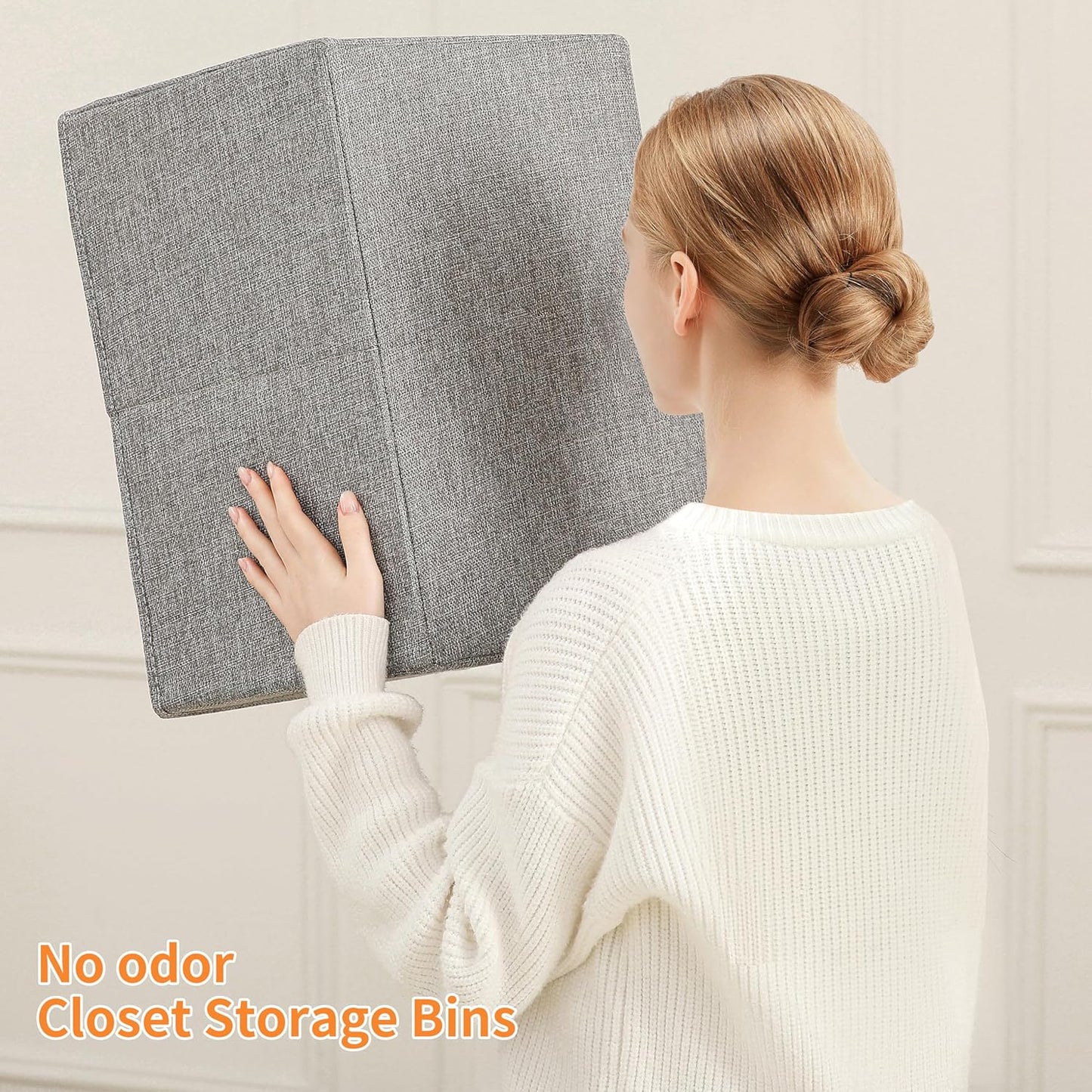 Linen Folding Storage Bins, 3 Pack Large Storage Baskets, Washable, Clothing Storage Bins with Handle, Closet Organizer for Storage Sweater,Sheets(dark grey, 18½"x11" x8½")