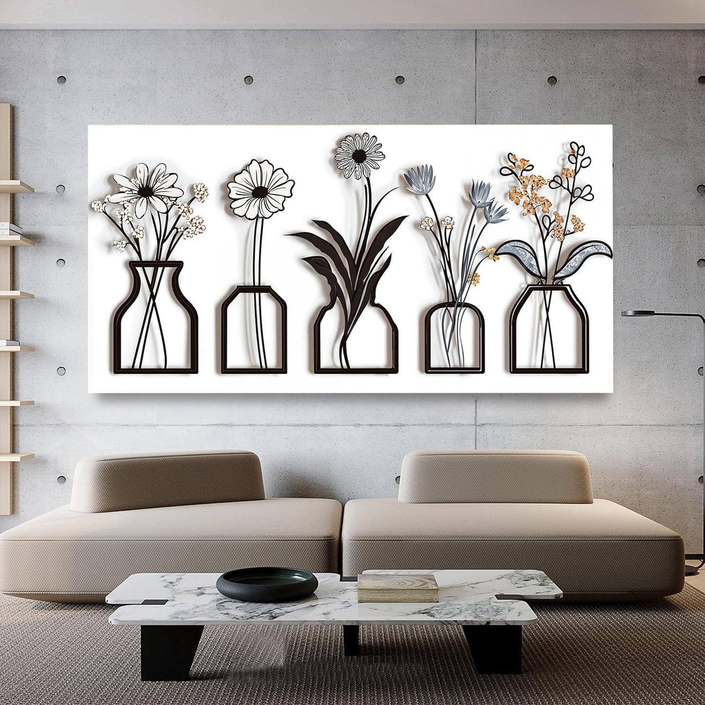 Canvas Wall Art Decor Large Modern Black and White Wall Art Decoratiions Abstract White Flower Wall Art Prints Large Art Work for Wall Decor Pictures for Living Room Home Office Decor 29" X 58"