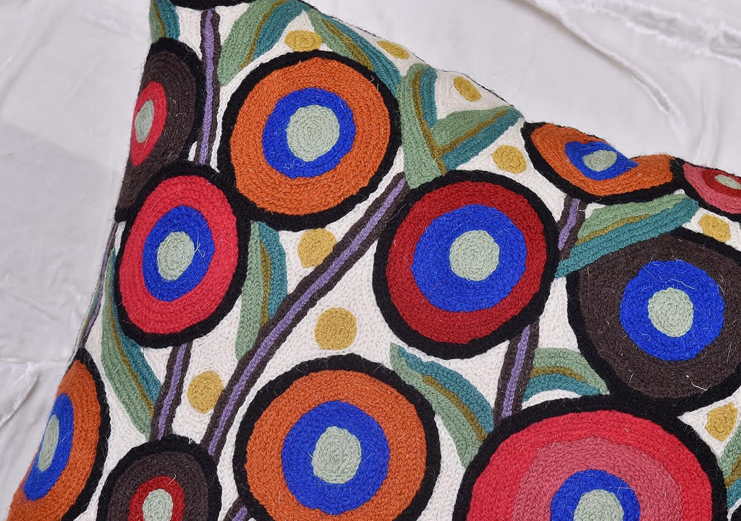 Floral Poppy Pillow Cover White Red Floral Outdoor Pillowcase Suzani Accent Chair Cushion Flower Accent Couch Pillowsham Boho Florals Chair Hand Embroidered 18x18 Inch