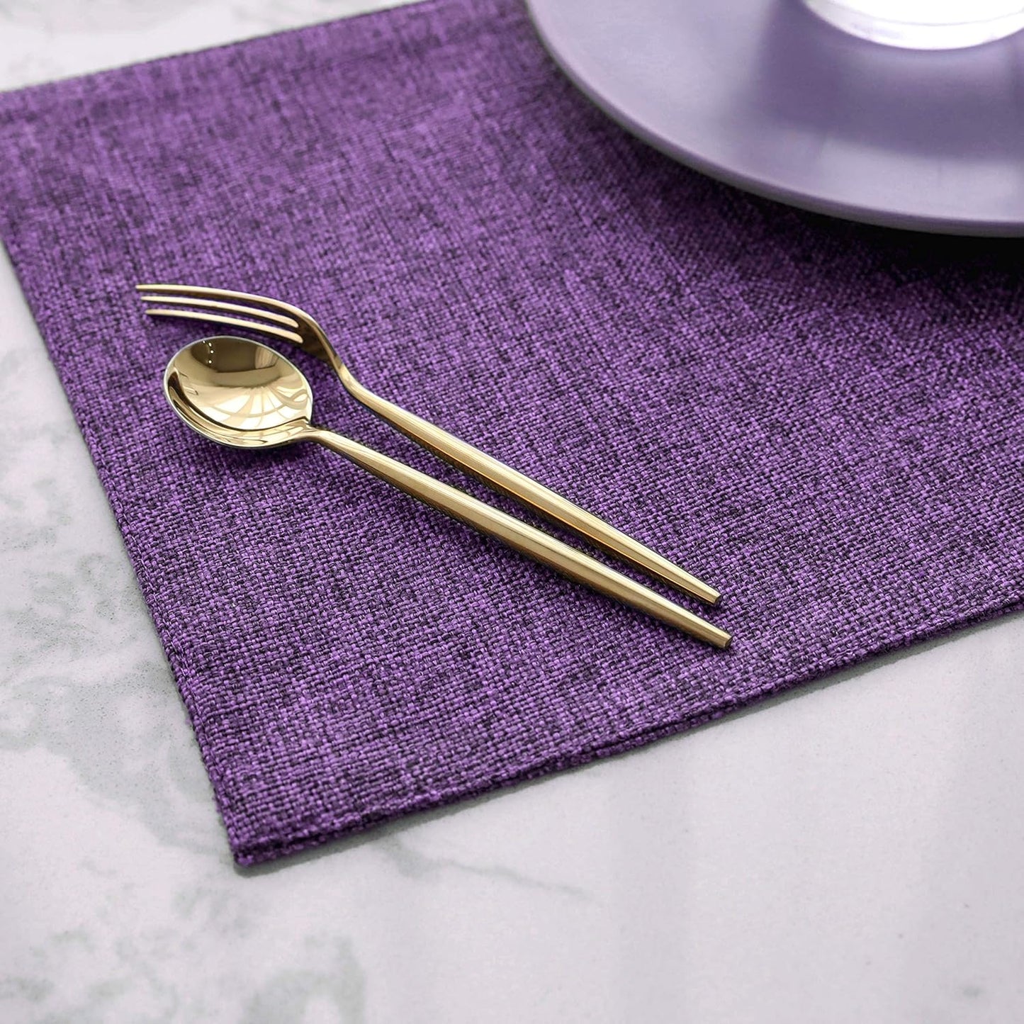 Home Brilliant Cloth Placemats Set of 8 Heat Resistant Dining Table Place Mats for Kitchen Table, 13 x 19 inches, Purple