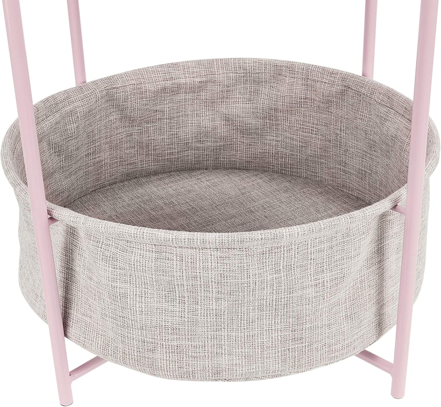 Amazon Basics Round Storage End Table, Side Table with Cloth Basket, Dusty Pink, 17.7"D x 17.7"W x 18.9"H