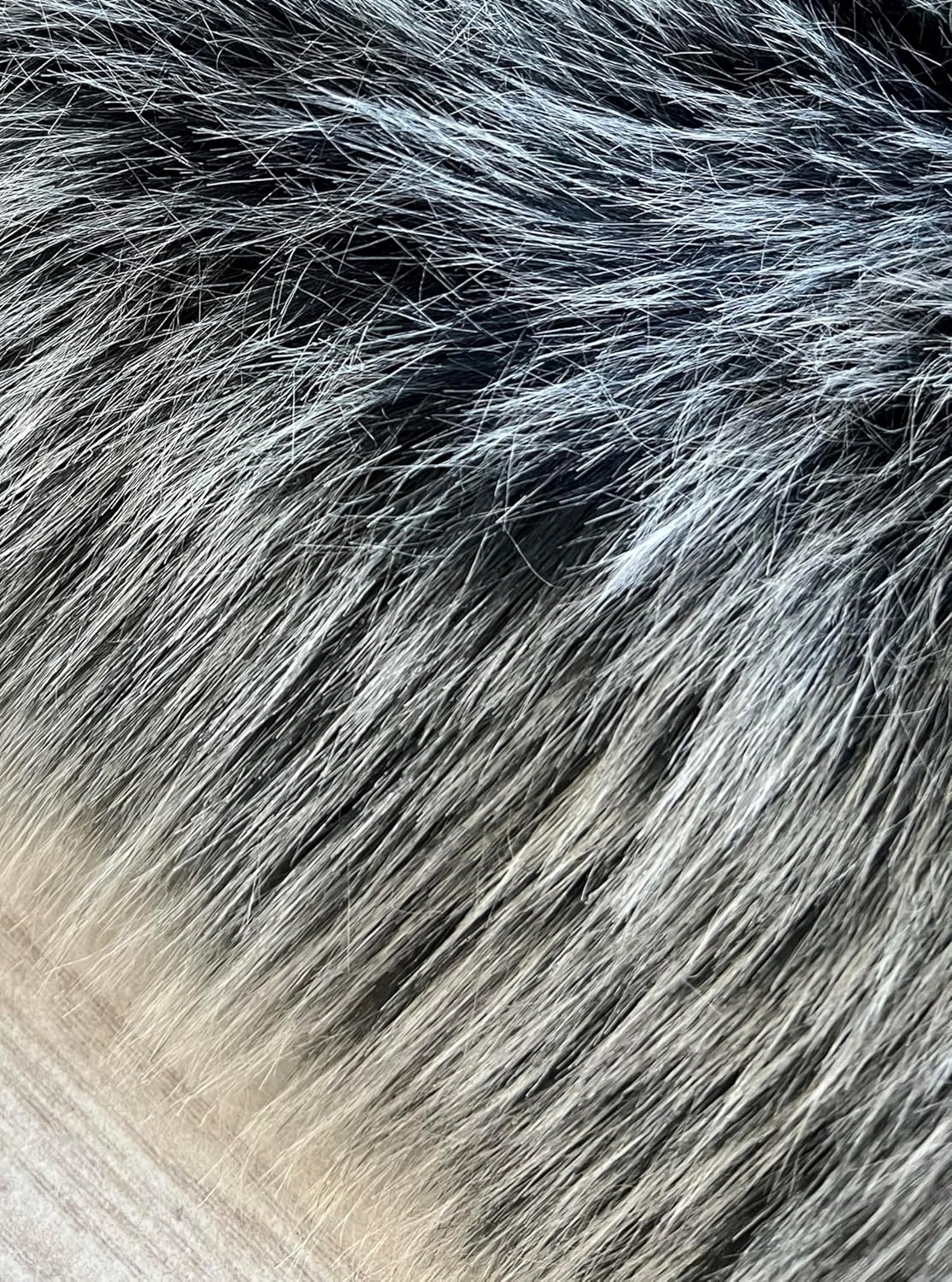 LAMBZY Faux Sheepskin Super Soft Hypoallergenic Free Shape Silky Shag Rug, Luxury Shaggy Plush Carpet for Bedroom Living Kids Room Sofa Rugs (Black with White Tips, Duo Decto 12 Pelts 6'x12')