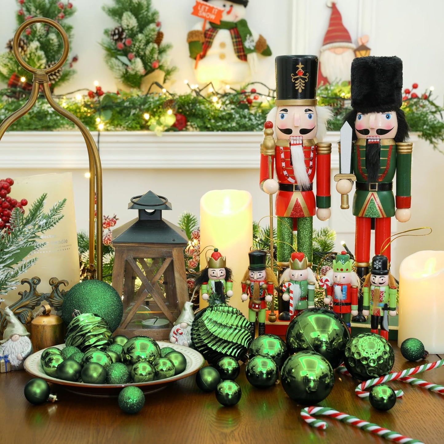 XmasExp 24ct Mini Christmas Ball Ornaments Shatterproof Christmas Ornaments Set Decorations for Xmas Tree Balls 30mm/1.18" (Dark Green)