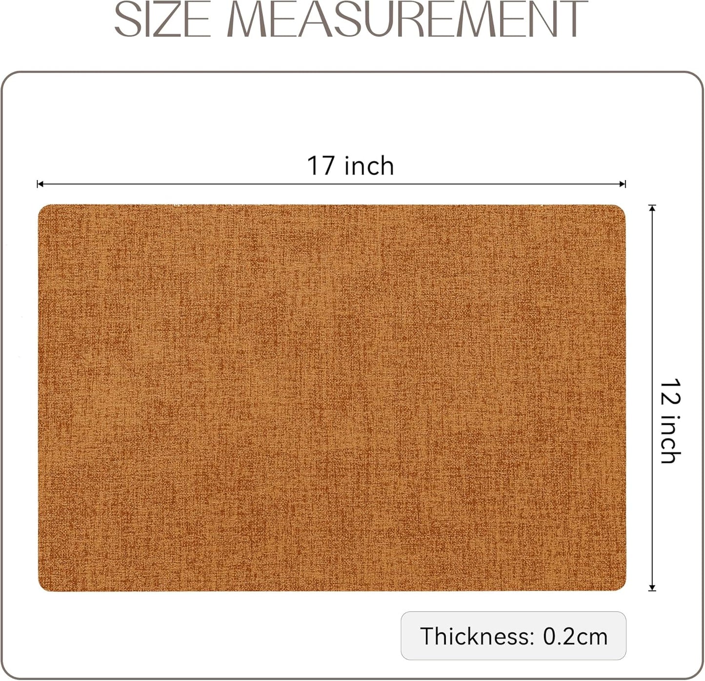 Romanstile Vinyl Placemats Set of 12-12 X 18 Inch - Heat Resistant Place Mats 100% Waterproof Oilproof Wipeable Reversible Faux Leather Table Mats for Kitchen/Dining/Party/Outdoor, Orange