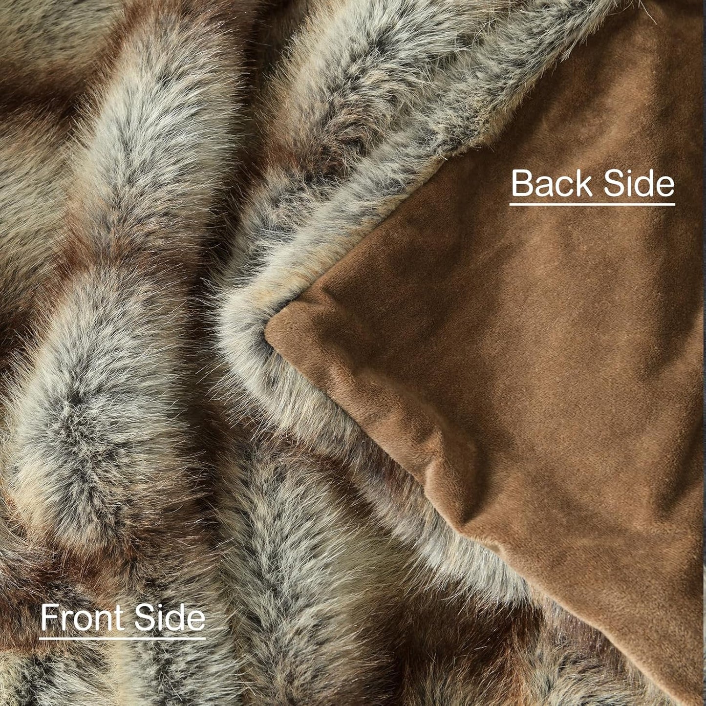 HORIMOTE HOME Luxury Plush Blanket, Soft & Cozy Fur Throw Blanket for Couch, Bed and Sofa, Fluffy Faux Fur Throw, with Shed-Free Design, 50x60 Inches Decorative Blankets, Brown Taupe Stripes