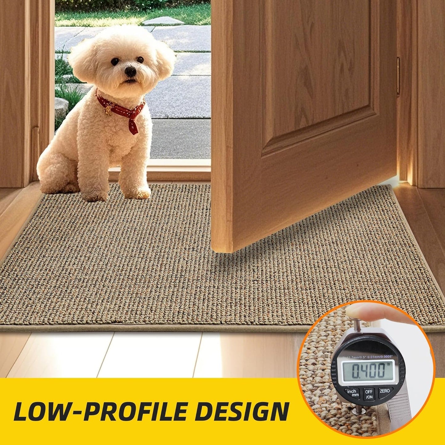 JSEI Dirt Trapper Door Mat 32"x48" Non-Slip Washable Entrance Mat, Dog Doormats, Absorbent & Fade-Resistant Floor Mats, Low Profile Welcome Mats for Entryway, Front Door, and Inside Entrance, Beige