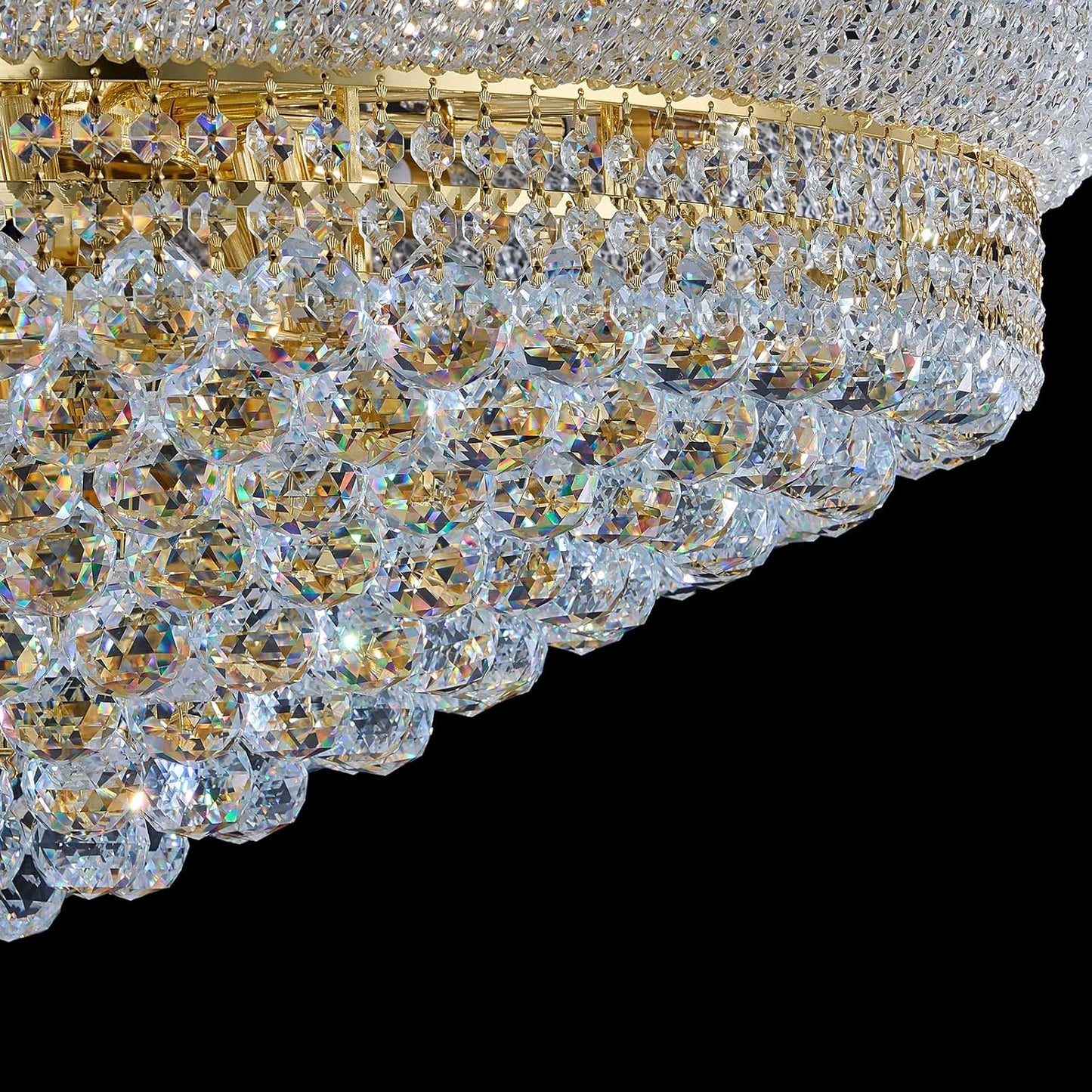 31 - Light Large Empire Crystal Chandelier for High Ceiling Foyer Entryway Staircase Living Room Dining Room Gold Finish