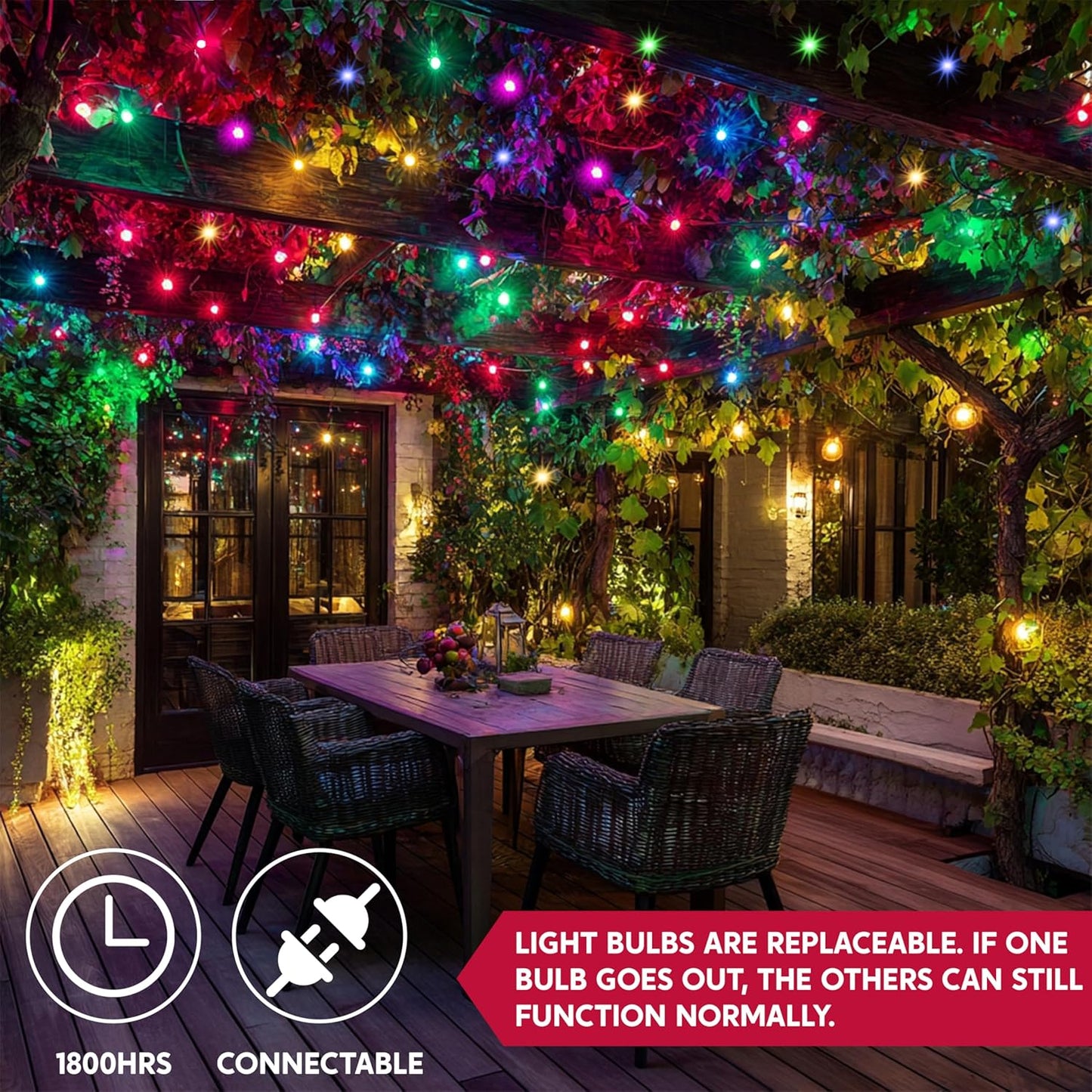 Joiedomi Multicolor Christmas String Lights,200(2x100) 42.6FT Christmas Fairy Tree Lights Plug in for Indoor Outdoor Xmas Decorations Patio Holiday Theme Party Yard House,Green Wire