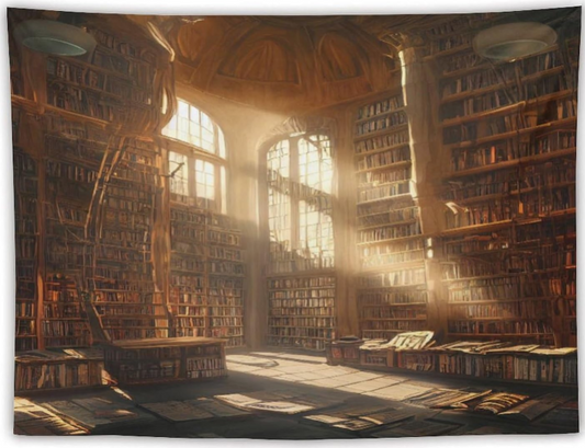 Kurtect Retro Bookshelf Tapestry Medieval Library Wall Art for Living Room Decor 60x80 Inch