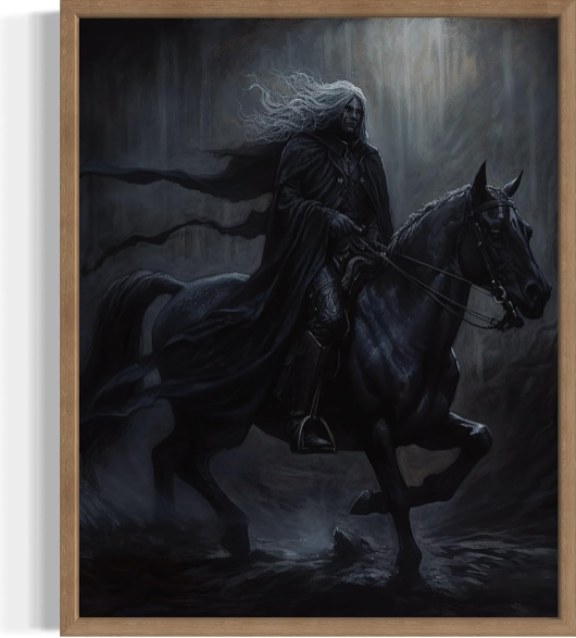 Black Dark Knight Poster Art Print Review – Gothic Halloween Wall Art for Spooky Academia and Vintage Horror Decor (8x10, Wood Frame)