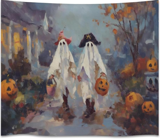 Funny Halloween Ghost Tapestry Review – Cute Trick-or-Treat Wall Hanging for Kids’ Rooms, Living Rooms, and Fall Home Decor (40x60 Inch)