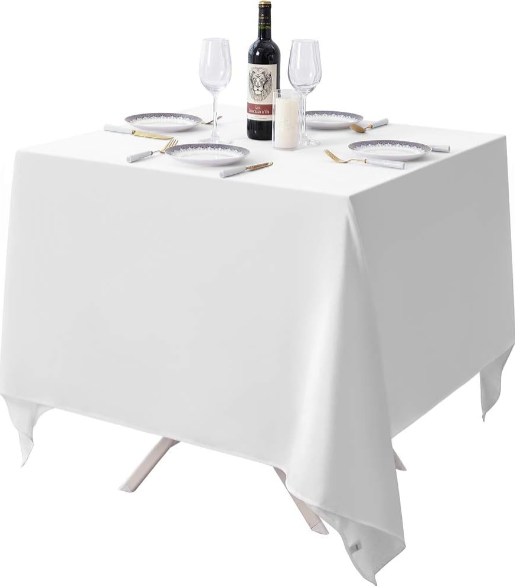 Surmente 70x70 Inch Square Tablecloth Review: Elegant White Polyester Table Cover